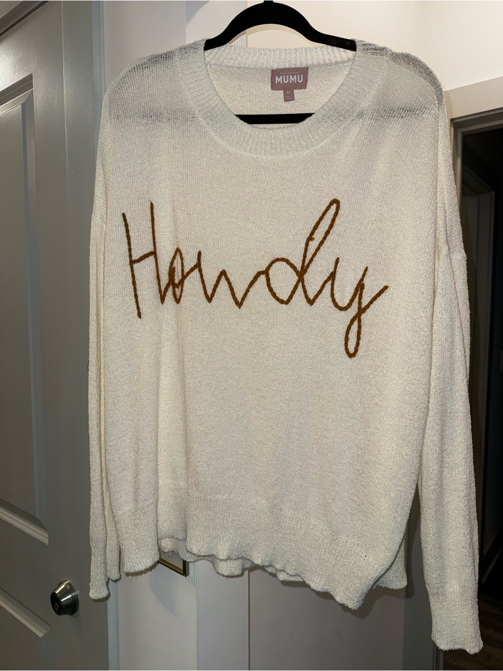 Show Me Your MuMu Cream 'Howdy' Script Crewneck Sweater